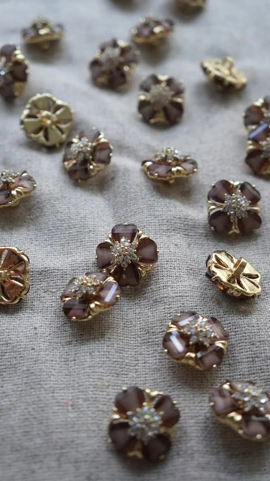 Floral crystal embellishments on fabric