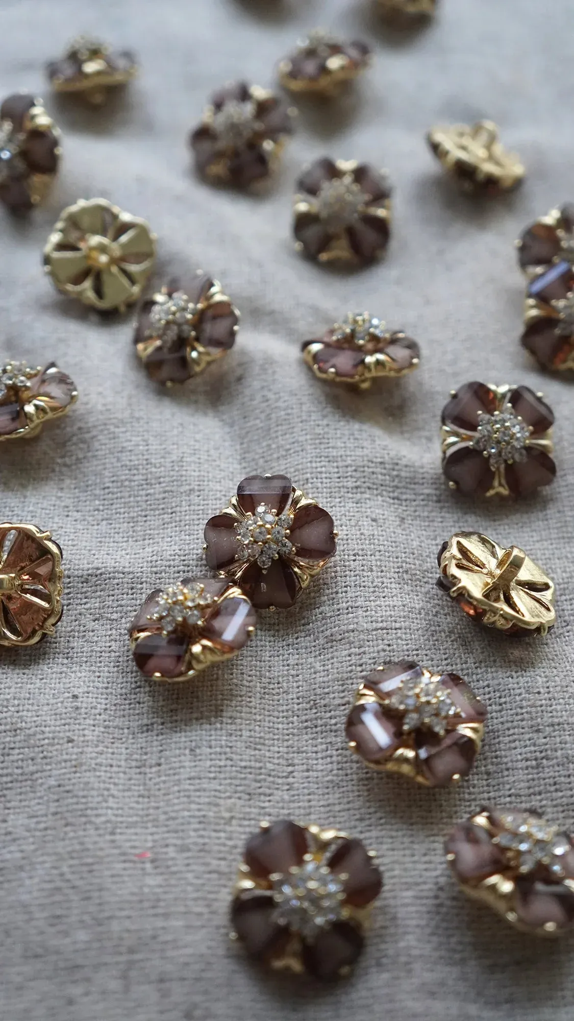 Floral crystal embellishments on fabric