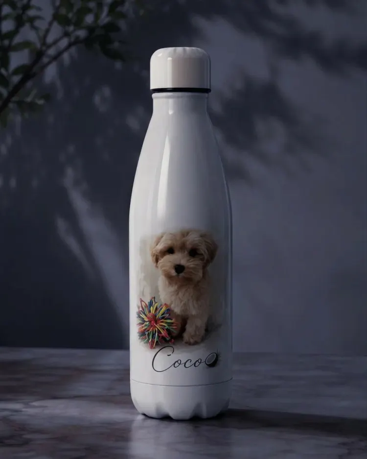 Personalised dog portrait water bottle